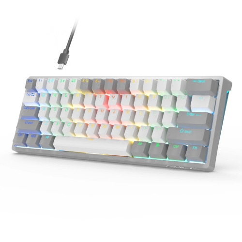 AULA F3261 Type-C Wired Hot Swappable 61 Keys RGB Mechanical Keyboard(Gray White Red Shaft) 