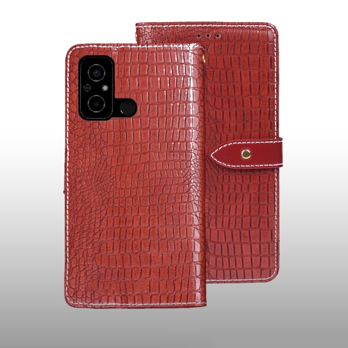 

For Xiaomi Poco C55/Redmi 12C/Redmi 11A idewei Crocodile Texture Leather Phone Case(Red)