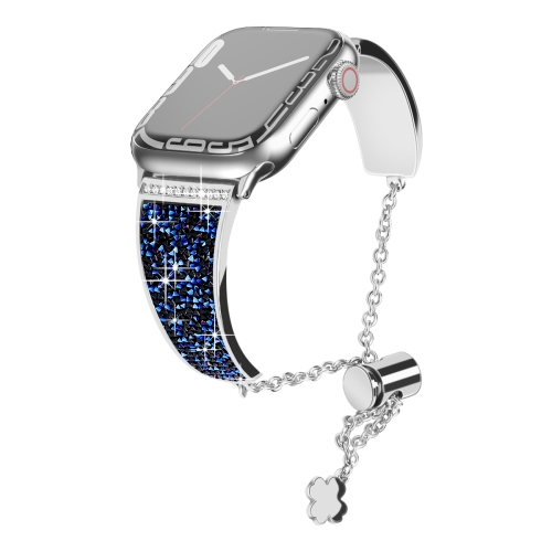 

Zinc Alloy Diamond Chain Clause Watch Band For Apple Watch Series 8&7 41mm / SE 2&6&SE&5&4 40mm / 3&2&1 38mm (Blue)