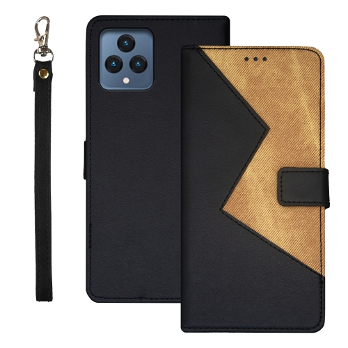 

For T-Mobile REVVL 6 5G idewei Two-color Splicing Leather Phone Case(Black)