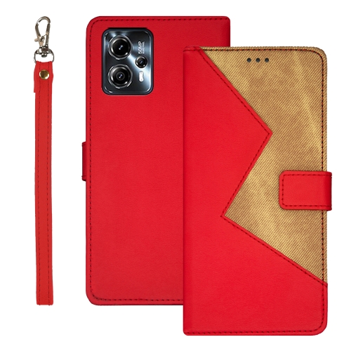 

For Motorola Moto G23/G13 idewei Two-color Splicing Leather Phone Case(Red)