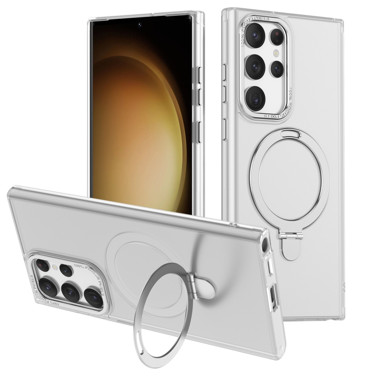 

For Samsung Galaxy S23 Ultra 5G LK 3 in 1 MagSafe Magnetic Holder Phone Case(White)