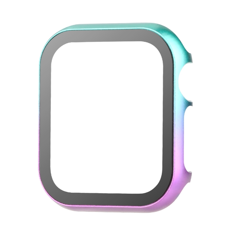 

For Apple Watch Series 3&2&1 42mm Metal Frame + Tempered Glass Protector Case(Pink Green)