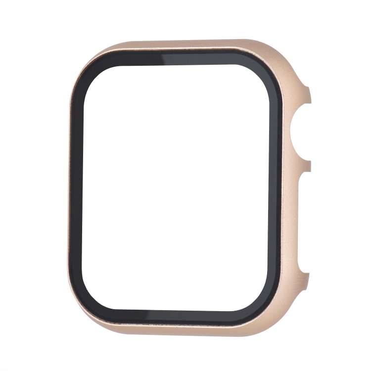 

For Apple Watch Series 3&2&1 38mm Metal Frame + Tempered Glass Protector Case(Gold)