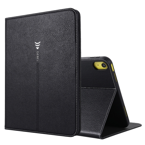 

For iPad 10th Gen 10.9 2022 GEBEI Silk Texture Flip Tablet Leather Case(Black)
