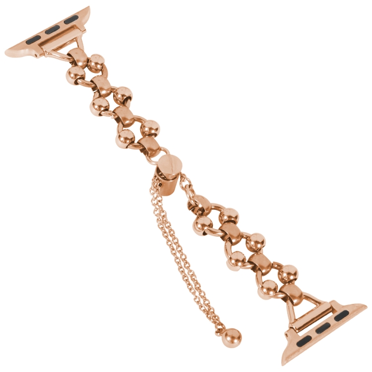 

Steel Ball Chain Watch Band For Apple Watch Ultra 49mm / Series 8&7 45mm / SE 2&6&SE&5&4 44mm / 3&2&1 42mm (Rose Gold)