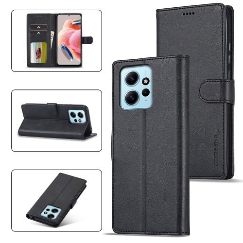 

For Xiaomi Redmi Note 12 4G Global LC.IMEEKE Calf Texture Leather Phone Case(Black)