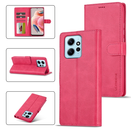 

For Xiaomi Redmi Note 12 4G Global LC.IMEEKE Calf Texture Leather Phone Case(Red)