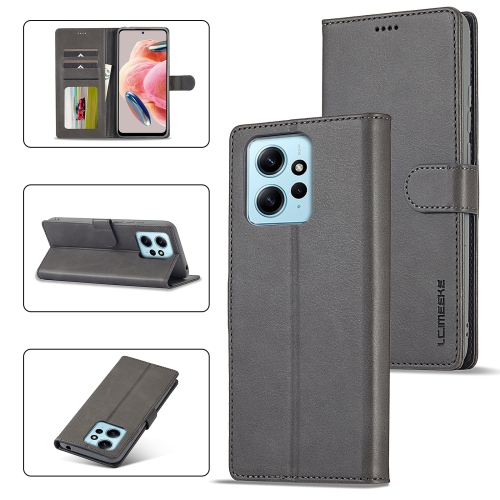 

For Xiaomi Redmi Note 12 4G Global LC.IMEEKE Calf Texture Leather Phone Case(Grey)