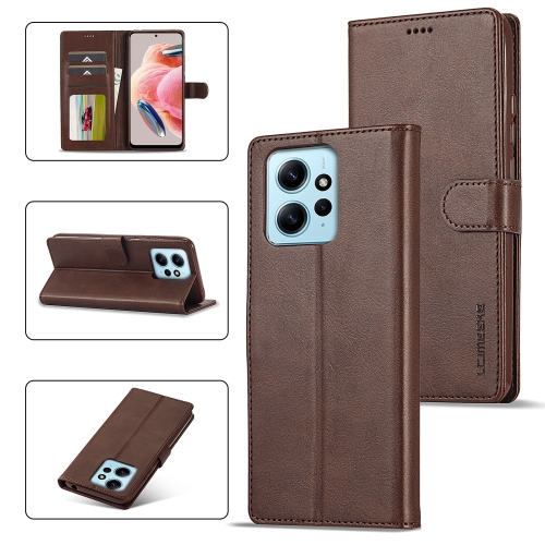 

For Xiaomi Redmi Note 12 4G Global LC.IMEEKE Calf Texture Leather Phone Case(Coffee)