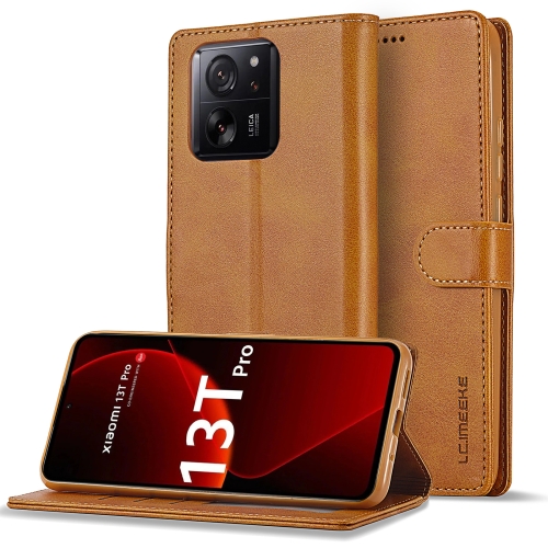 

For Xiaomi 13T Pro 5G LC.IMEEKE Calf Texture Leather Phone Case(Brown)