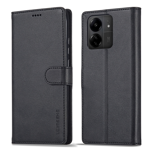 

For Xiaomi Redmi 13C 4G/5G/Poco C65 LC.IMEEKE Calf Texture Leather Phone Case(Black)