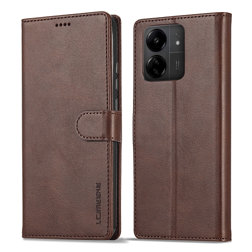 

For Xiaomi Redmi 13C 4G/5G/Poco C65 LC.IMEEKE Calf Texture Leather Phone Case(Coffee)