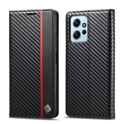 

For Xiaomi Redmi Note 12 4G Global LC.IMEEKE Carbon Fiber Leather Phone Case(Vertical Black)