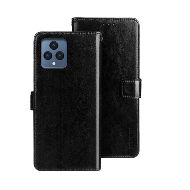 

For T-Mobile REVVL 6 5G idewei Crazy Horse Texture Leather Phone Case with Holder(Black)