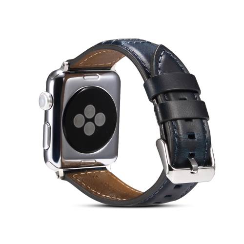 

Oil Wax Genuine Leather Watch Band For Apple Watch Series 8&7 41mm / SE 2&6&SE&5&4 40mm / 3&2&1 38mm (Blue)