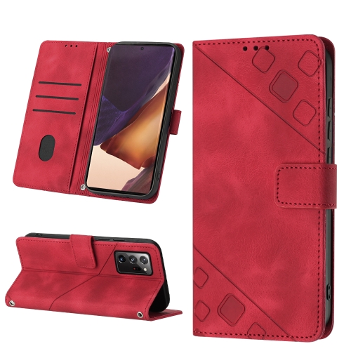 

For Samsung Galaxy Note20 Ultra Skin-feel Embossed Leather Phone Case(Red)