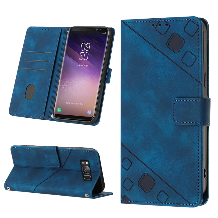 

For Samsung Galaxy S8 Skin-feel Embossed Leather Phone Case(Blue)