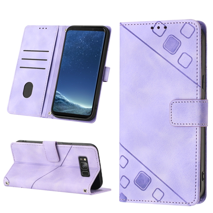 

For Samsung Galaxy S8+ Skin-feel Embossed Leather Phone Case(Light Purple)