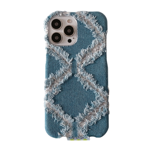 

For iPhone 14 Diamond Pattern Denim Phone Case(Dark Blue)