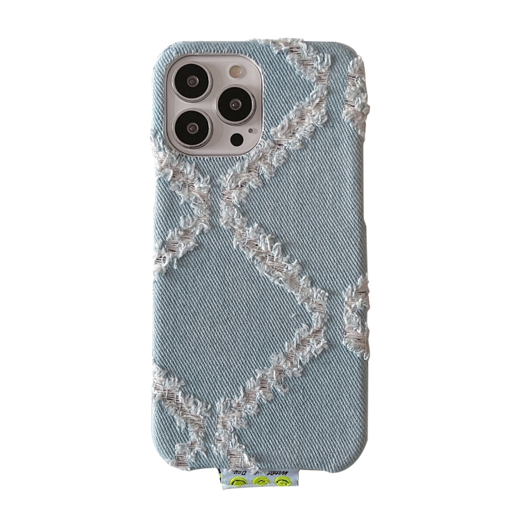 

For iPhone 14 Pro Diamond Pattern Denim Phone Case(Light Blue)
