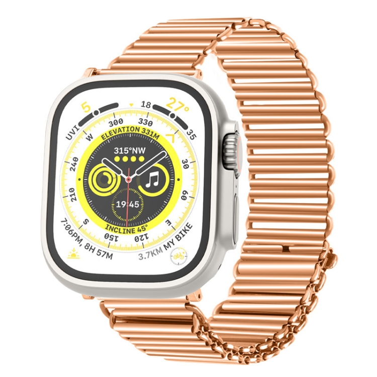 

Chain Buckle Stainless Steel Watch Band For Apple Watch Series 8&7 41mm / SE 2&6&SE&5&4 40mm / 3&2&1 38mm (Rose Gold)