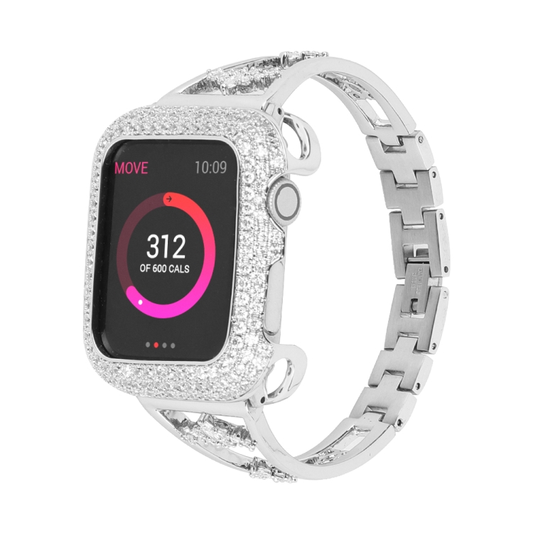

Zircon Metal Copper Watch Band For Apple Watch Ultra 49mm / Series 8&7 45mm / SE 2&6&SE&5&4 44mm / 3&2&1 42mm (Silver)