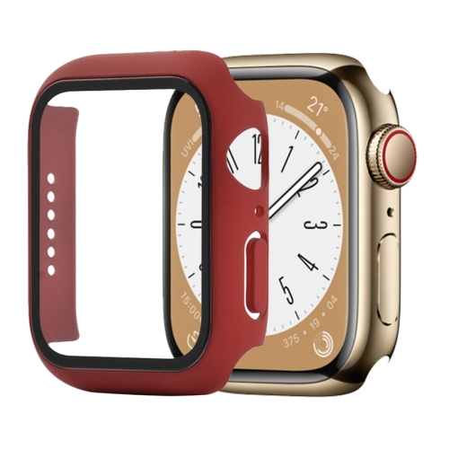 

Shockproof PC+Tempered Glass Watch Protective Case For Apple Watch Series 8&7 41mm(Red Wine)