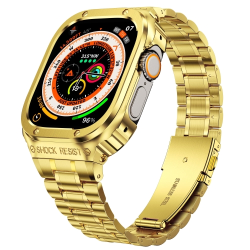 Metal Integrated Watch Protective Case For Apple Watch Ultra 49mm(Gold) for samsung galaxy fit3 imak plexiglass hd watch protective film