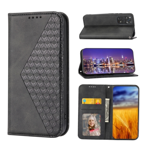 

For Xiaomi Redmi K60/K60 Pro Cubic Grid Calf Texture Magnetic Leather Phone Case(Black)