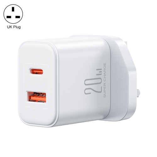 

J0YROOM TCF05 20W USB+USB-C/Type-C Fast Charger, Specification:UK Plug(White)
