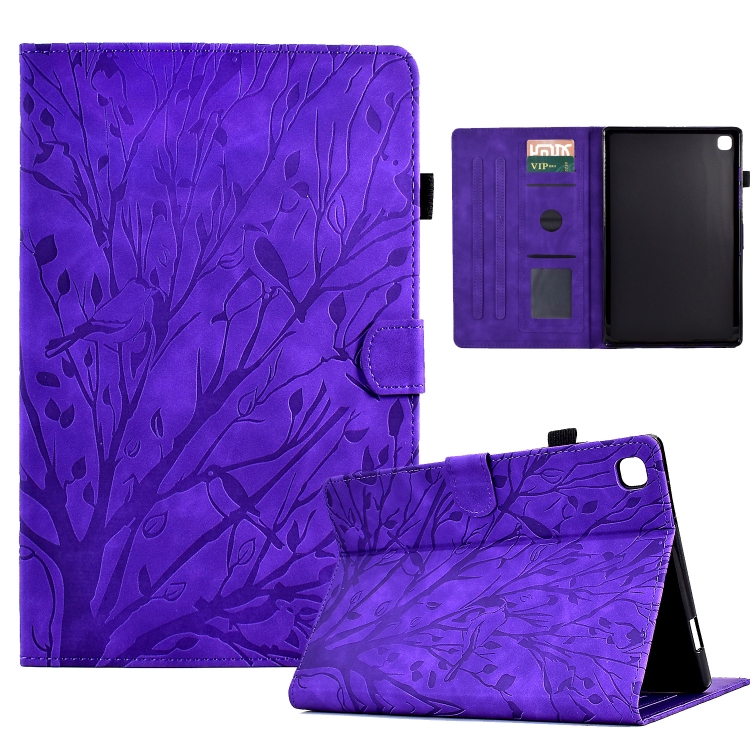 

For iPad 10.2 2019 2020 / iPad 10.5 2017 2019 Fortune Tree Pressure Flower PU Tablet Case with Wake-up / Sleep Function(Purple)