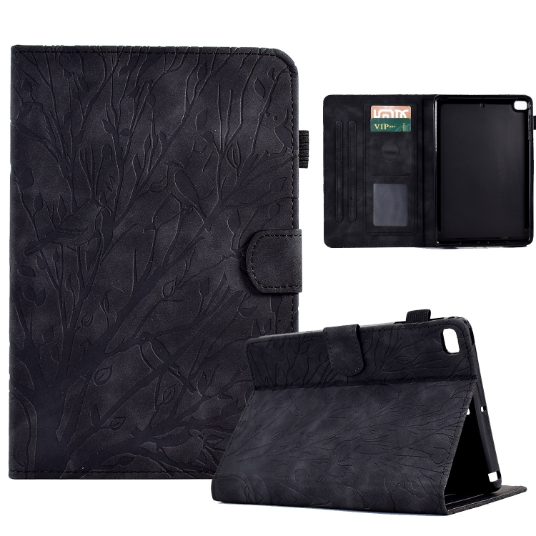 

For iPad Air / Air 2 / 9.7 2017 2018 Fortune Tree Pressure Flower PU Tablet Case with Wake-up / Sleep Function(Black)