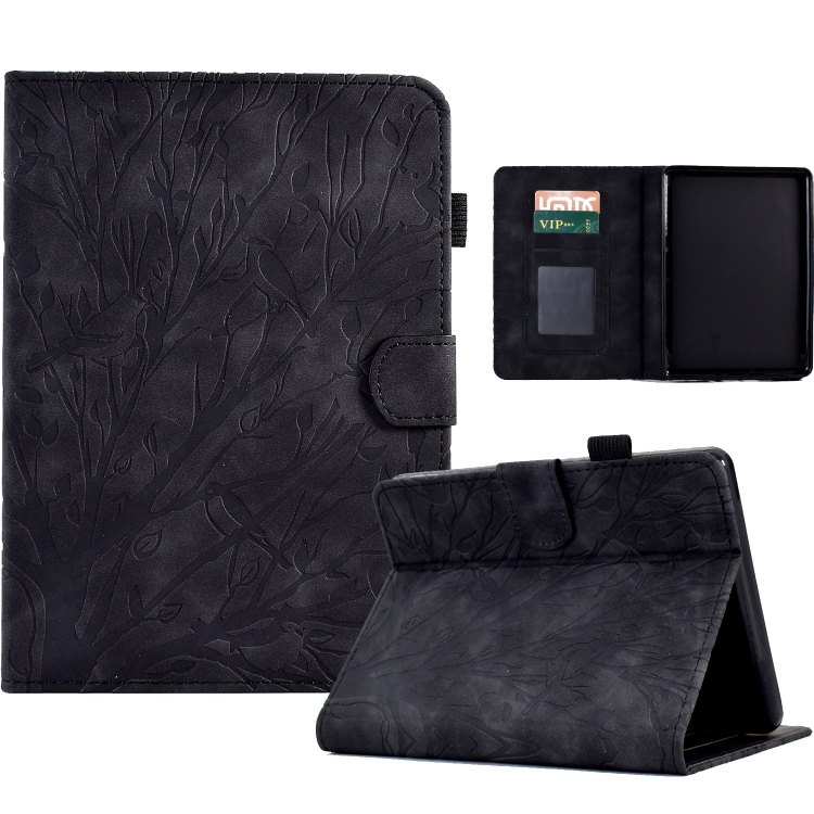 

For Amazon Kindle 11th 2022 Fortune Tree Pressure Flower PU Tablet Case with Wake-up / Sleep Function(Black)
