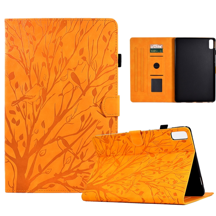 

For Lenovo Tab M9 Fortune Tree Pressure Flower PU Tablet Case with Wake-up / Sleep Function(Khaki)