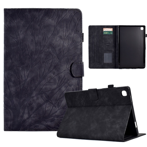 

For Samsung Galaxy Tab S6 Lite Fortune Tree Pressure Flower PU Tablet Case with Wake-up / Sleep Function(Black)
