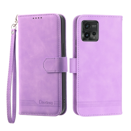 

For Motorola Moto G Power 2023 Dierfeng Dream Line TPU + PU Leather Phone Case(Purple)