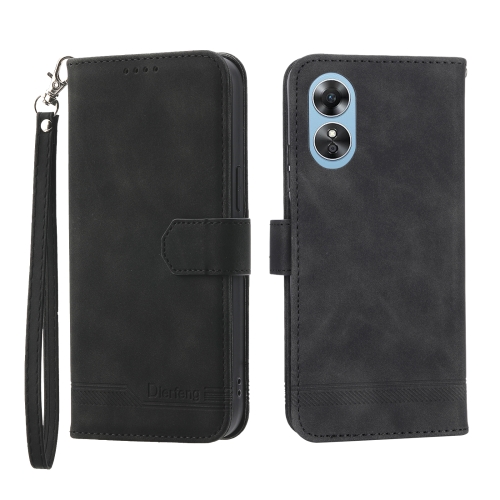 

For OPPO Reno8 T 4G Global Dierfeng Dream Line TPU + PU Leather Phone Case(Black)