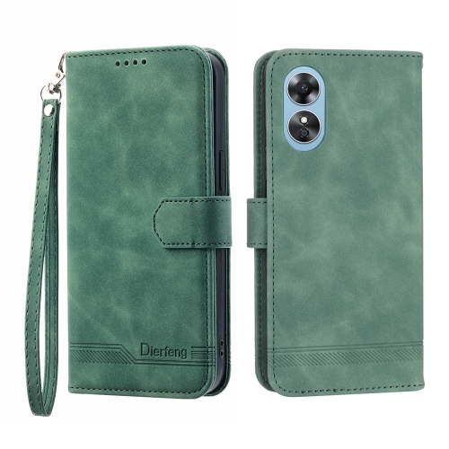

For OPPO Reno8 T 4G Global Dierfeng Dream Line TPU + PU Leather Phone Case(Green)