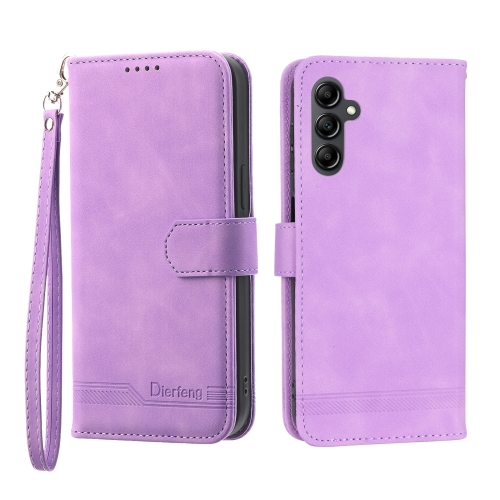 

For Samsung Galaxy A24 4G Global Dierfeng Dream Line TPU + PU Leather Phone Case(Purple)
