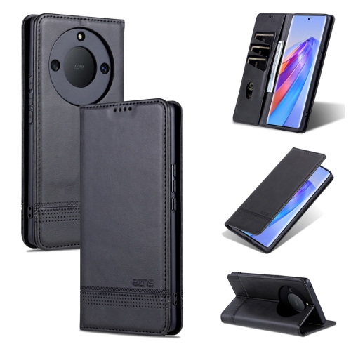 

For Honor X50 AZNS Magnetic Calf Texture Flip Leather Phone Case(Black)