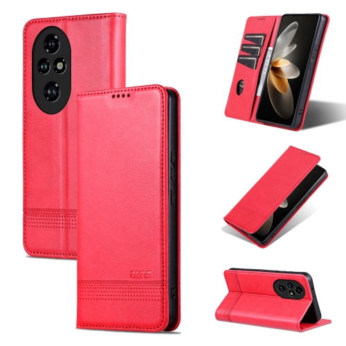 

For Honor 200 AZNS Magnetic Calf Texture Flip Leather Phone Case(Red)