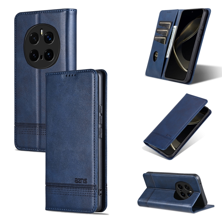 

For Honor Magic7 Pro AZNS Magnetic Calf Texture Flip Leather Phone Case(Dark Blue)