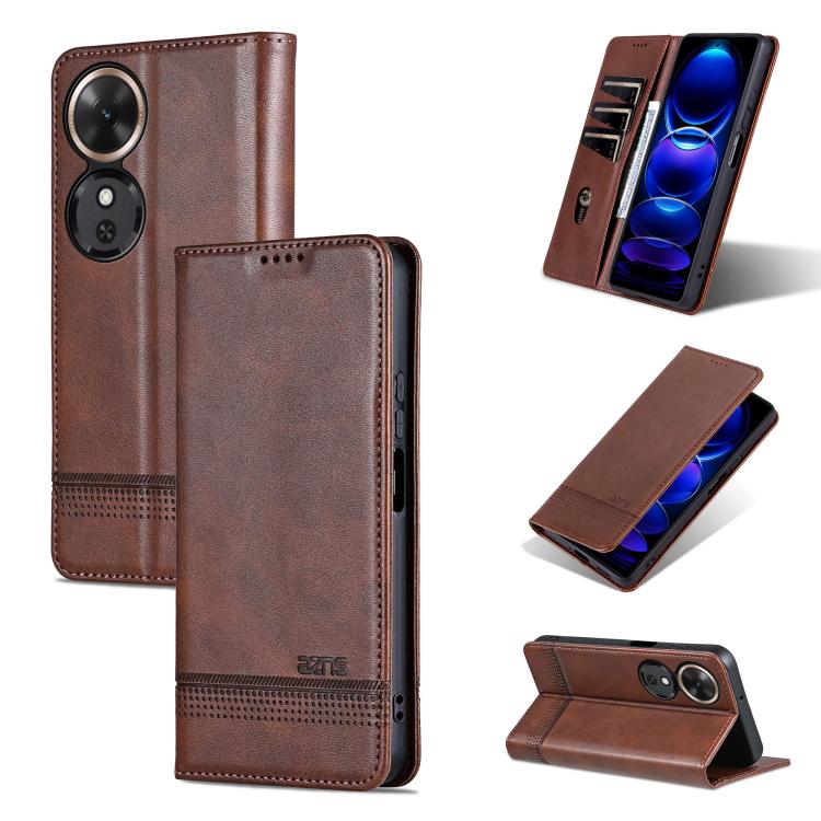 

For Honor Play 60 AZNS Magnetic Calf Texture Flip Leather Phone Case(Dark Brown)