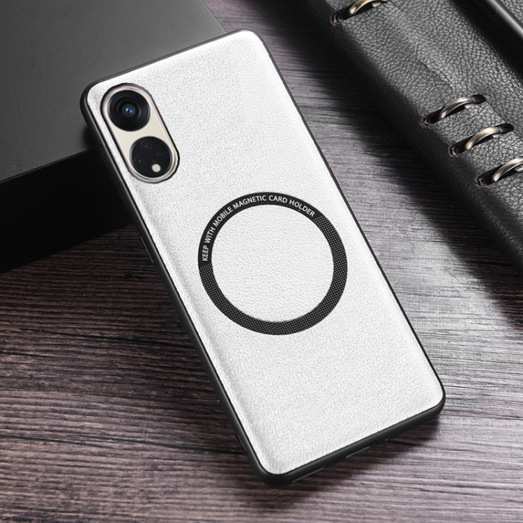 

For OPPO Reno8 T 5G Cloth Texture PU MagSafe Magnetic Phone Case(White)