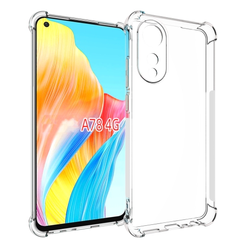 

For OPPO A78 4G Shockproof Non-slip Thickening TPU Phone Case(Transparent)
