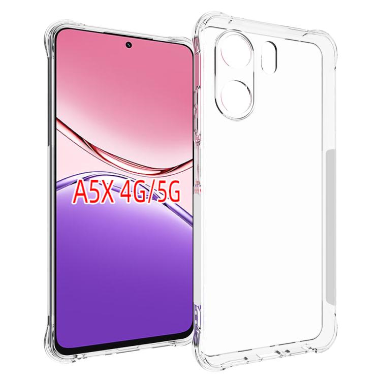 

For OPPO A5x 4G / 5G Shockproof Non-slip Thickening TPU Phone Case(Transparent)