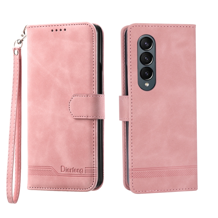 

For Samsung Galaxy Z Fold4 5G Dierfeng Dream Line TPU + PU Leather Phone Case(Pink)