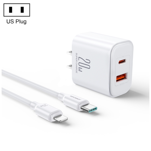 

J0YROOM TCF05 20W USB+USB-C/Type-C Dual Interface Fast Charger Set, Specification:US Plug(White)