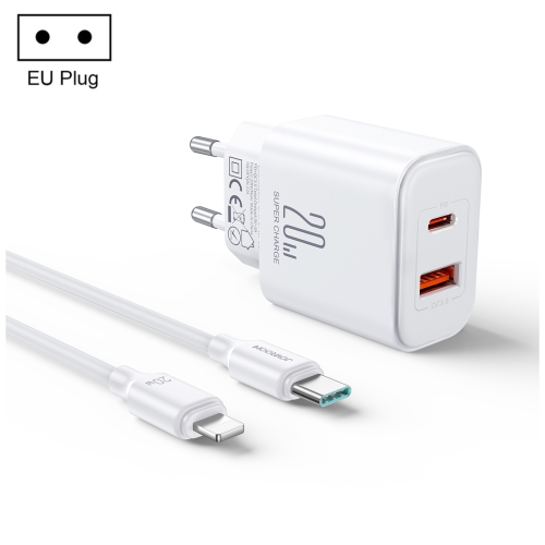 

J0YROOM TCF05 20W USB+USB-C/Type-C Dual Interface Fast Charger Set, Specification:EU Plug(White)